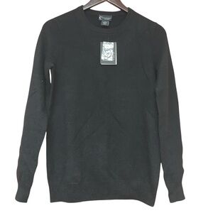 C by Bloomingdale's Woman’s Black Crewneck Sweater 100% 2-Ply Cashmere Luxury